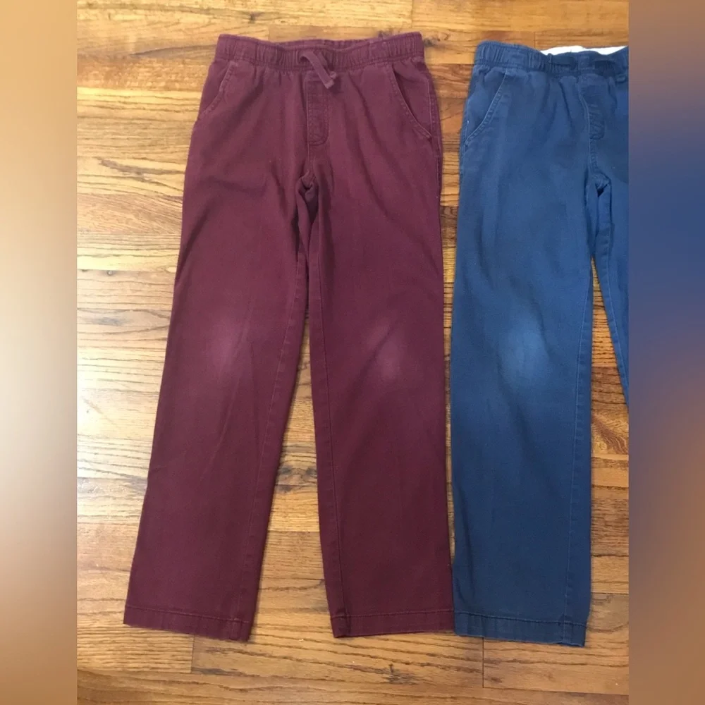 Wonder Nation Burgundy / Navy Blue School Uniform Pants  Large  Elastic Waist